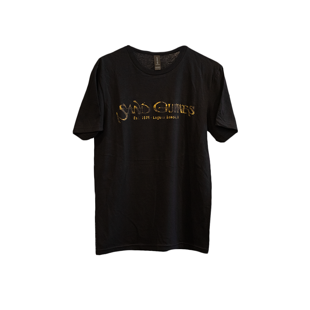 Sand Guitars Black & Gold T-Shirts Long logo